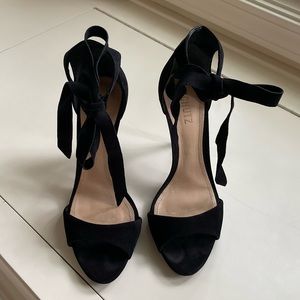 Schutz suede bow high heels